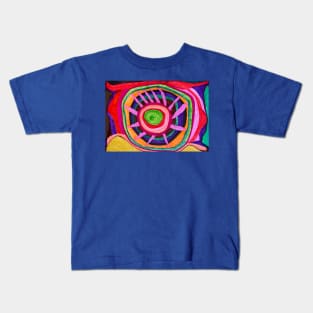 Unique Bright Colourful Viking Shield with Swirling Background Kids T-Shirt